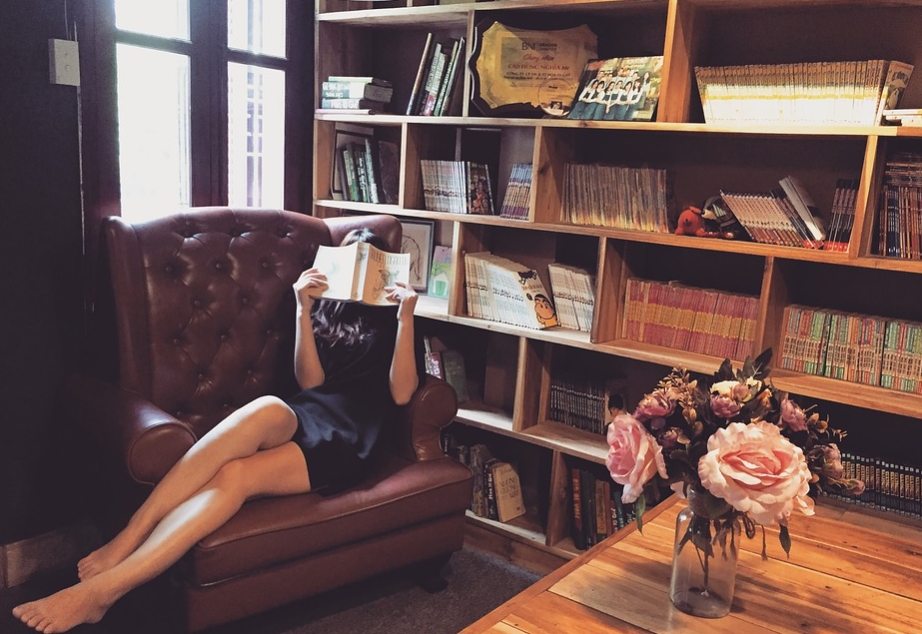 reading in a library