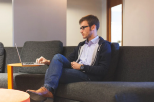 man using laptop